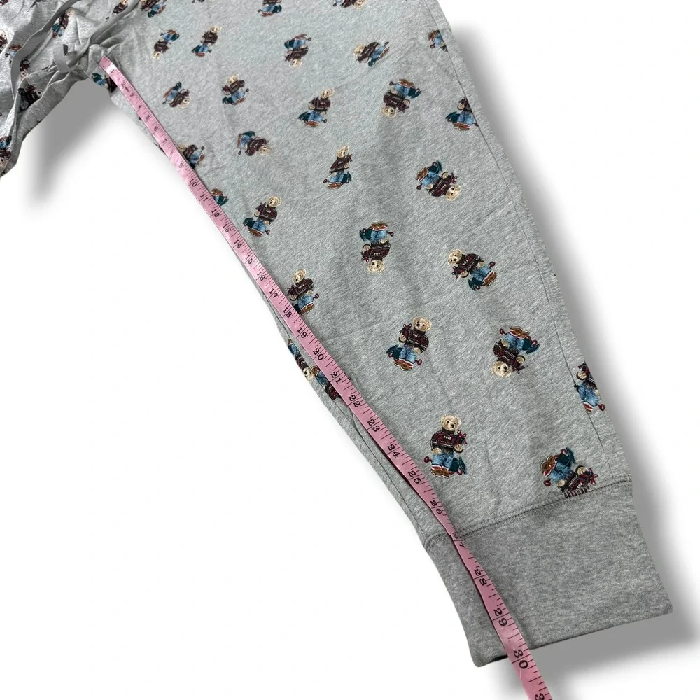 Polo Ralph Lauren Jogger Pajama Pants Mens XL Grey All Over Polo Bear